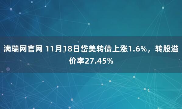 满瑞网官网 11月18日岱美转债上涨1.6%，转股溢价率27.45%