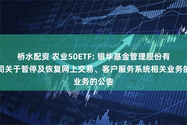 桥水配资 农业50ETF: 银华基金管理股份有限公司关于暂停及恢复网上交易、客户服务系统相关业务的公告